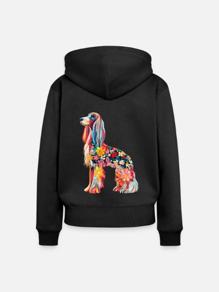 Afghanischer Windhund - Frauen Premium Bio Zip Hoodie - Schwarz