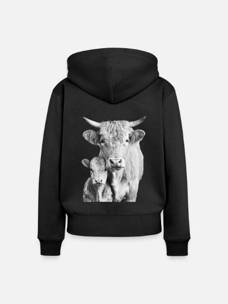 Hochlandrind - Frauen Premium Bio Zip Hoodie - Schwarz