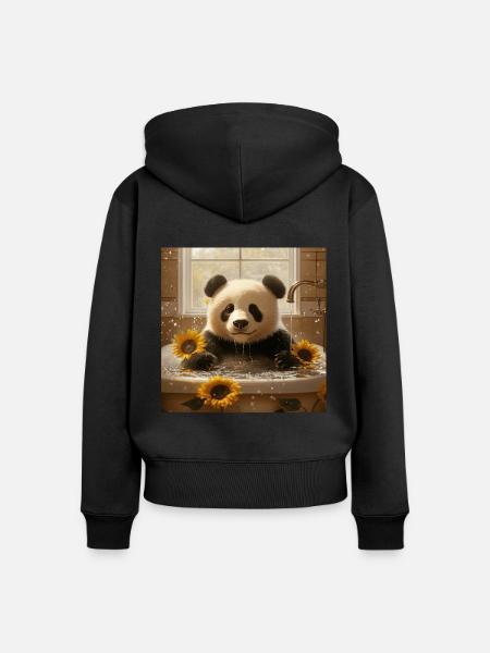 Panda - Frauen Premium Bio Zip Hoodie - Schwarz