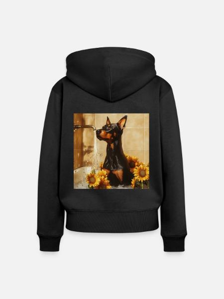 Dobermann - Frauen Premium Bio Zip Hoodie - Schwarz
