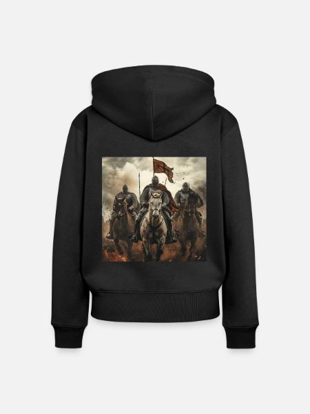 Ritter auf Pferd - Frauen Premium Bio Zip Hoodie - Schwarz