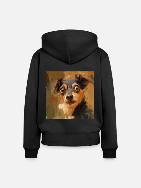 Hund - Frauen Premium Bio Zip Hoodie - Schwarz