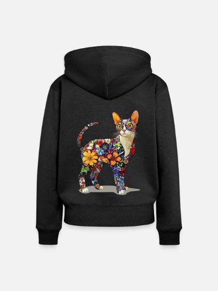 Devon Rex - Frauen Premium Bio Zip Hoodie - Schwarz