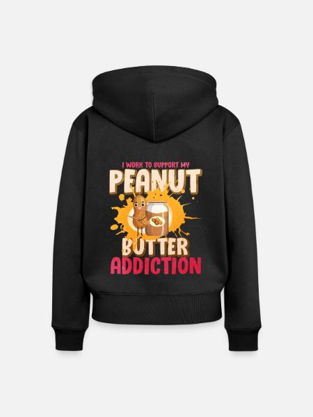 Erdnussbutter - Frauen Premium Bio Zip Hoodie - Schwarz
