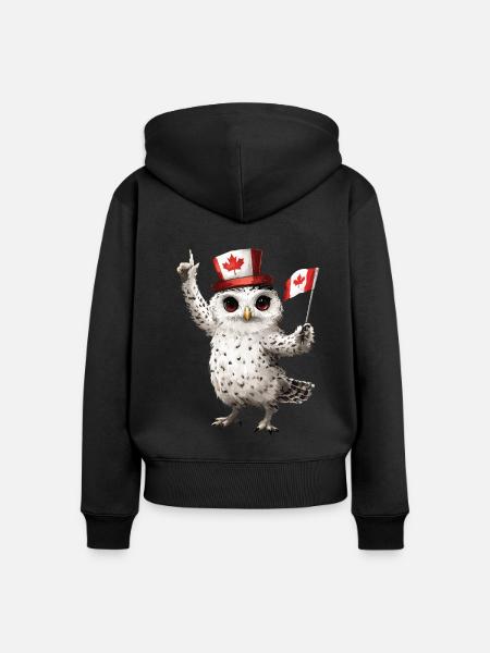 Schneeeule - Frauen Premium Bio Zip Hoodie - Schwarz