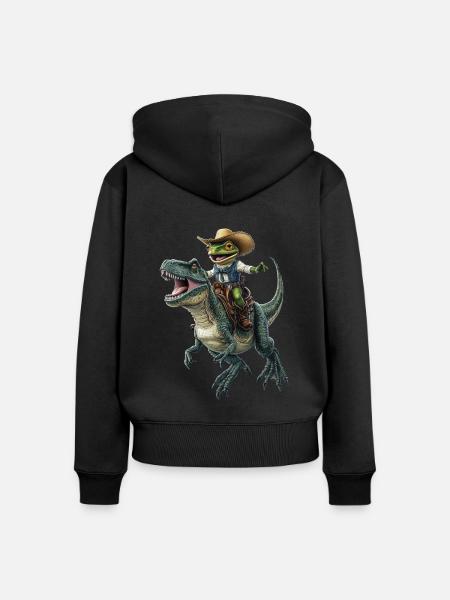 Frosch - Frauen Premium Bio Zip Hoodie - Schwarz