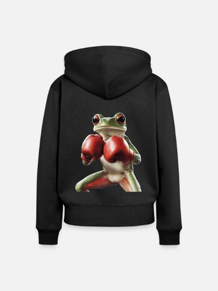 Frosch - Frauen Premium Bio Zip Hoodie - Schwarz