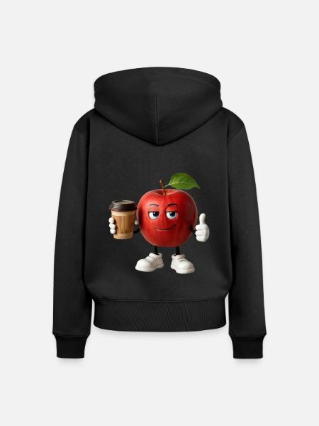Apfelkaffee - Frauen Premium Bio Zip Hoodie - Schwarz