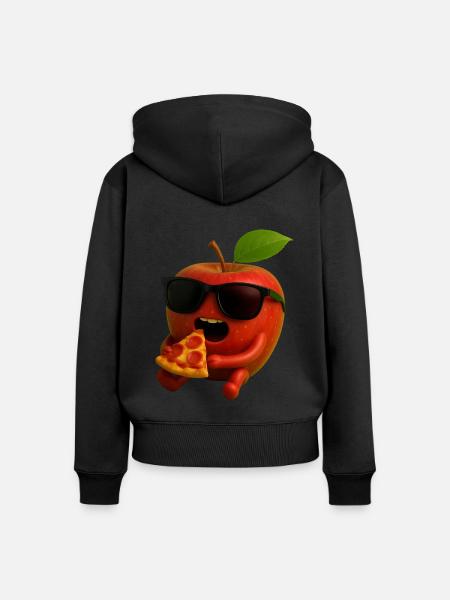 Apfel - Frauen Premium Bio Zip Hoodie - Schwarz