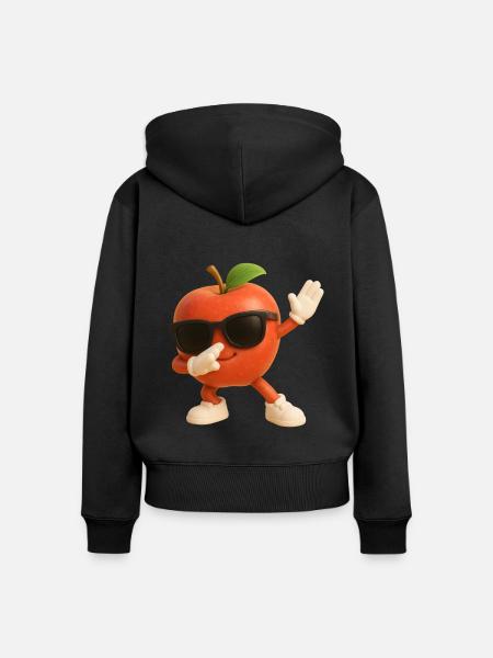 Apfel - Frauen Premium Bio Zip Hoodie - Schwarz