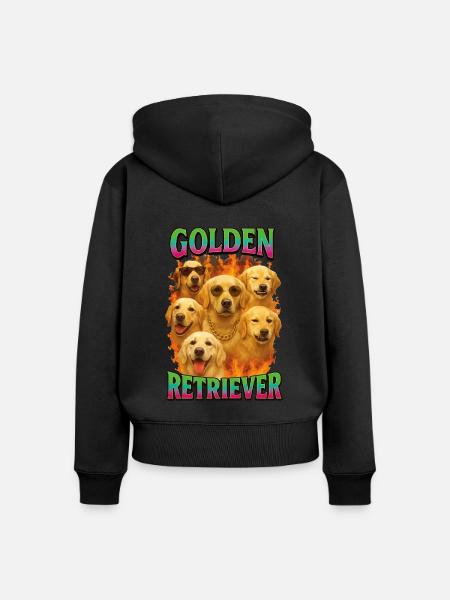 Golden Retriever - Frauen Premium Bio Zip Hoodie - Schwarz