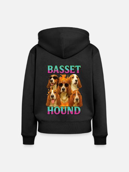 Basset - Frauen Premium Bio Zip Hoodie - Schwarz