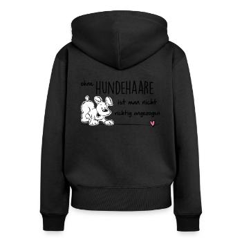 ohne HundeHaare ist man nicht richtig angezogen - Frauen Premium Bio Zip Hoodie - Schwarz - Hinten - Julia (174cm)