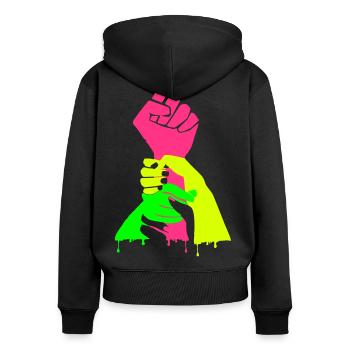 Solidarity - One Struggle - One Fight - Women's Premium Organic Zip Hoodie - black - Back - Julia (174cm)