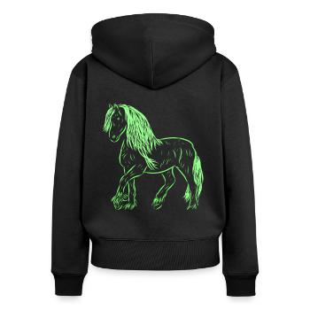 Pferd - Frauen Premium Bio Zip Hoodie - Schwarz - Hinten - Julia (174cm)