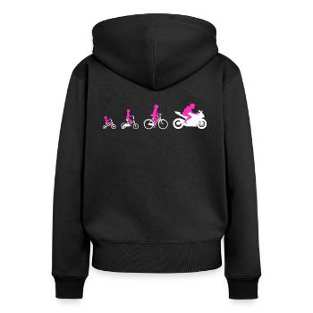 Evolution Supersportler Motorrad Damen Superbike - Frauen Premium Bio Zip Hoodie - Schwarz - Hinten - Julia (174cm)
