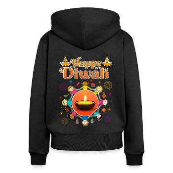 Happy Diwali for Kids Deepavali Wishes - Women's Premium Organic Zip Hoodie - black - Back - Julia (174cm)