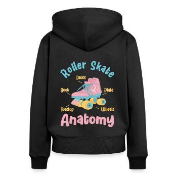 Rollerskate Anatomy With Roller Skates Gift Idea - Women's Premium Organic Zip Hoodie - black - Back - Julia (174cm)