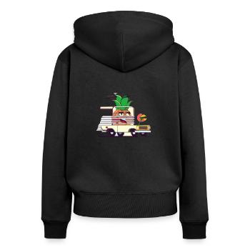 Auto fahrende funky Ananas - Frauen Premium Bio Zip Hoodie - Schwarz - Hinten - Julia (174cm)