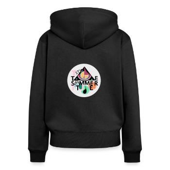 Summertime, positive holiday mood - Women's Premium Organic Zip Hoodie - black - Back - Julia (174cm)