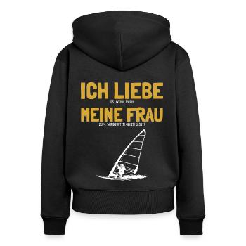 Ich liebe meine Frau Windsurfen Surfer Wave Rider - Women's Premium Organic Zip Hoodie - black - Back - Julia (174cm)