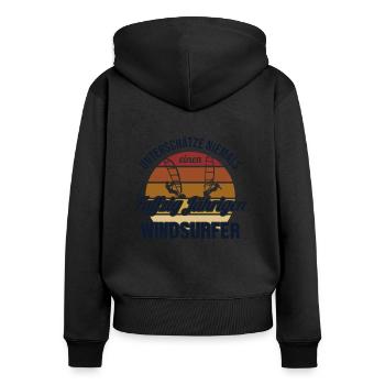 Fuffzig Jähriger Windsurfer Windsurfer Surfer - Women's Premium Organic Zip Hoodie - black - Back - Julia (174cm)
