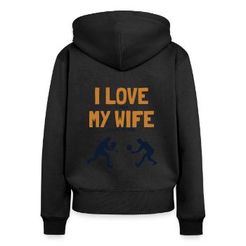 J'Aime Ma Femme Padel Tennis Padel Tennis Padel - Sweat à capuche zippé Premium bio Femme - noir - Dos - Julia (174cm)