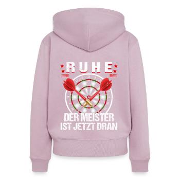 Ruhe Der Meister Ist Jetzt Dran, Dartspiel Dart - Frauen Premium Bio Zip Hoodie - Altrosa - Hinten - Julia (174cm)