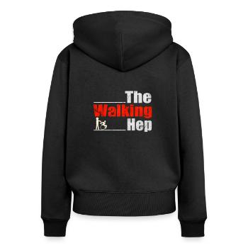 The Walking HEP Heilerziehungspflege Pflegekraft - Frauen Premium Bio Zip Hoodie - Schwarz - Hinten - Julia (174cm)