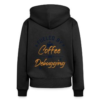 Fueled by Coffee and Debugging Full Stack - Women's Premium Organic Zip Hoodie - black - Back - Julia (174cm)