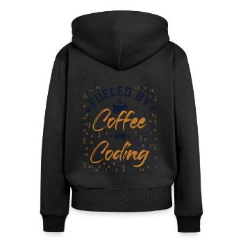 Fueled by Coffee and Coding Coder Software - Women's Premium Organic Zip Hoodie - black - Back - Julia (174cm)