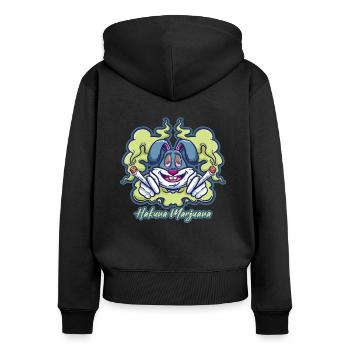 Hakuna Marijuana Funny Weed Smoking Pothead THC - Frauen Premium Bio Zip Hoodie - Schwarz - Hinten - Julia (174cm)