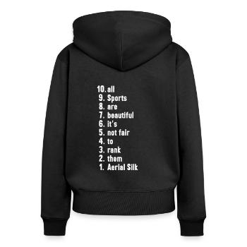 Funny Sports Quotes Aerial Silk Lover Gift - Women's Premium Organic Zip Hoodie - black - Back - Julia (174cm)