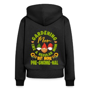 Jardinage Maman Plus Phe-gnome-nal Elf Garden - Sweat à capuche zippé Premium bio Femme - noir - Dos - Julia (174cm)