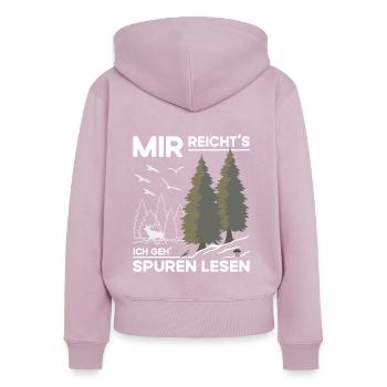Spuren Lesen - Frauen Premium Bio Zip Hoodie - Altrosa - Hinten - Julia (174cm)