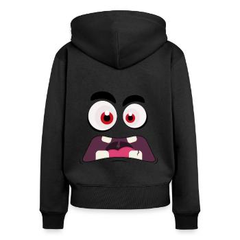 Monster-Gesicht - Frauen Premium Bio Zip Hoodie - Schwarz - Hinten - Julia (174cm)