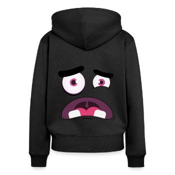 Monster-Gesicht - Frauen Premium Bio Zip Hoodie - Schwarz - Hinten - Julia (174cm)