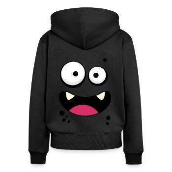 Monster-Gesicht - Frauen Premium Bio Zip Hoodie - Schwarz - Hinten - Julia (174cm)