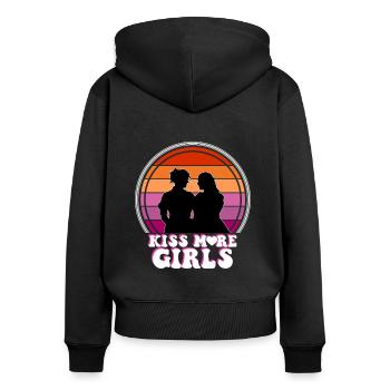 Kiss more girls Lesbisch LGBT Pride Month Mädchen - Frauen Premium Bio Zip Hoodie - Schwarz - Hinten - Julia (174cm)