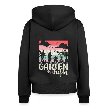 Gartenchefin Vintage Gartenarbeit Gärtnerin Herz - Frauen Premium Bio Zip Hoodie - Schwarz - Hinten - Julia (174cm)
