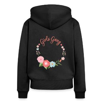 Gang de filles - Sweat à capuche zippé Premium bio Femme - noir - Dos - Julia (174cm)