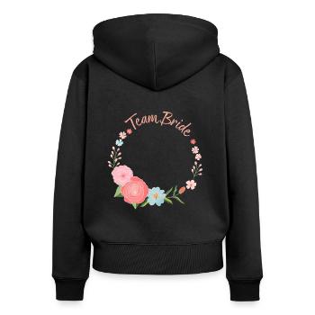 Team Bride - Frauen Premium Bio Zip Hoodie - Schwarz - Hinten - Julia (174cm)