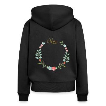 Yes - Frauen Premium Bio Zip Hoodie - Schwarz - Hinten - Julia (174cm)