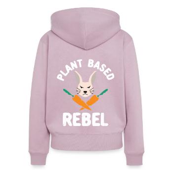 Pflanzliches Rebellenkaninchen Funny Easter Vegan - Frauen Premium Bio Zip Hoodie - Altrosa - Hinten - Julia (174cm)