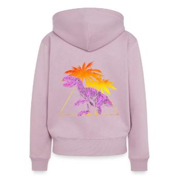 Vaporwave Allosaurus Dinosaurier - Frauen Premium Bio Zip Hoodie - Altrosa - Hinten - Julia (174cm)