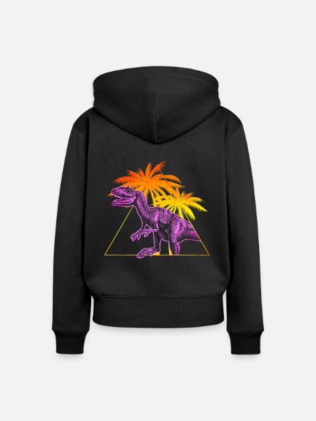 Vaporwave Allosaurus Dinosaurier - Frauen Premium Bio Zip Hoodie - Schwarz