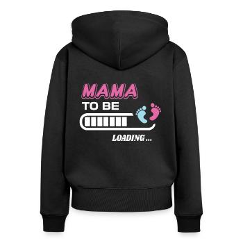zukünftige Mutter. Warten Sie auf Geburtsgeschenk - Frauen Premium Bio Zip Hoodie - Schwarz - Hinten - Julia (174cm)