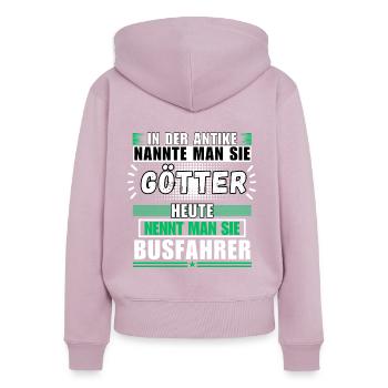 Guder i antikken. Dagens buschauffør - Premium økologisk hoodie med lynlås til kvinder - gammelrosa - Bagpå - Julia (174cm)