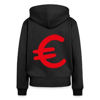 Monnaie Monnaie Euro Signe - Sweat à capuche zippé Premium bio Femme - noir - Dos - Julia (174cm)