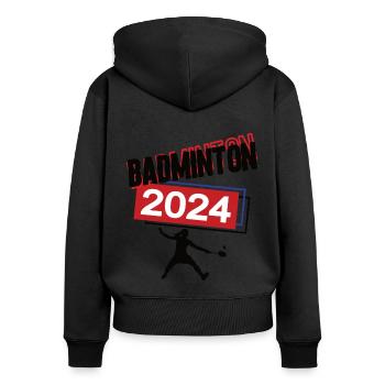 Badminton Spielerin Team Turnier Mannschaft 2024 - Frauen Premium Bio Zip Hoodie - Schwarz - Hinten - Julia (174cm)
